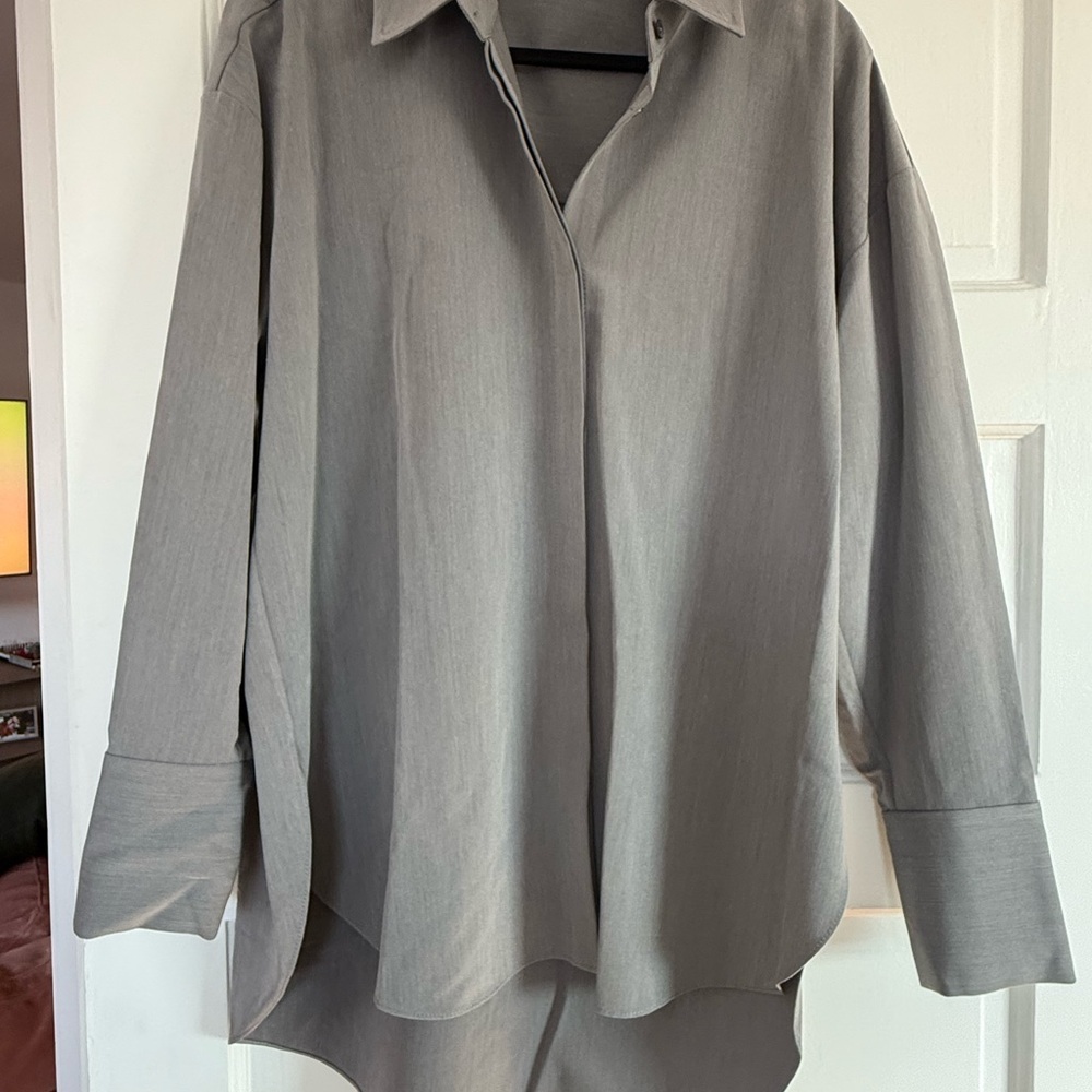 STAUD Light Gray Casual Button Down Shirt
